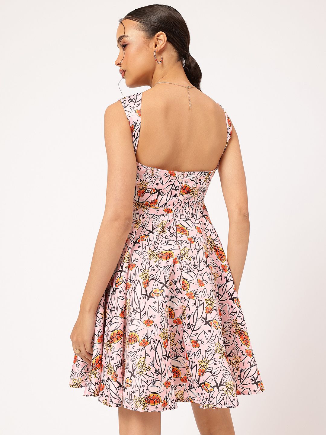 DressBerry Garden Glam Floral Print Satin-Finish A-line Dress