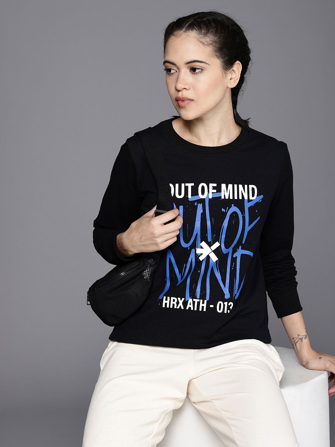 HRX by Hrithik Roshan Antimicrobial Finish & Rapid-Dry Printed Lifestyle Sweatshirt