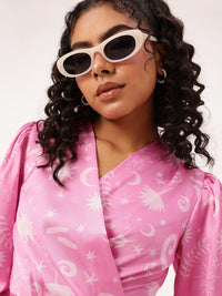 DressBerry Mythical Muse Satin Wrap Crop Top