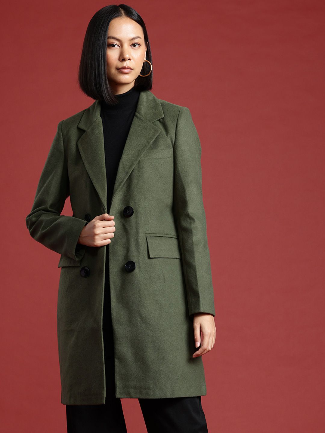 all about you Notched Lapel Collar Longline Overcoat