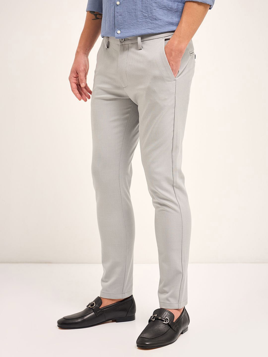THE BEAR HOUSE Men Slim Fit 4 Way Stretch Formal Trousers