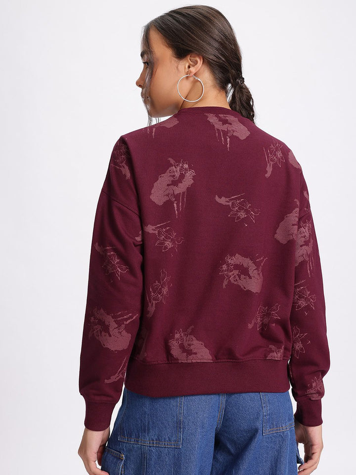 DressBerry Elevated Basics Printed Drop-Shoulder Sweatshirt