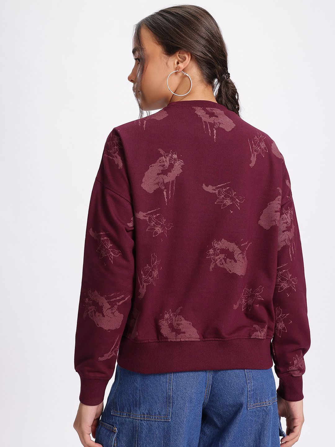 DressBerry Elevated Basics Printed Drop-Shoulder Sweatshirt