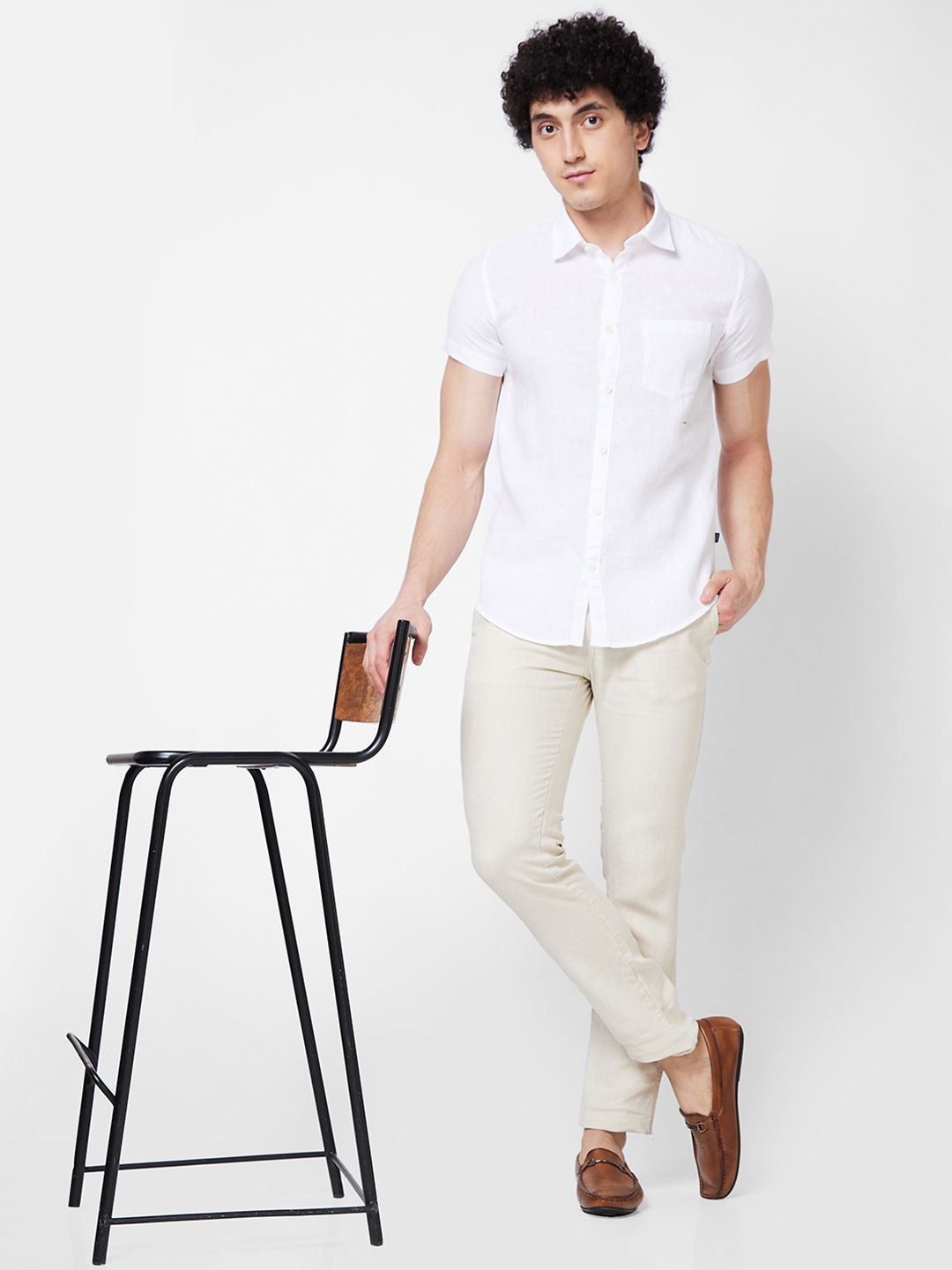 SPYKAR Spread Collar Linen Casual Shirt