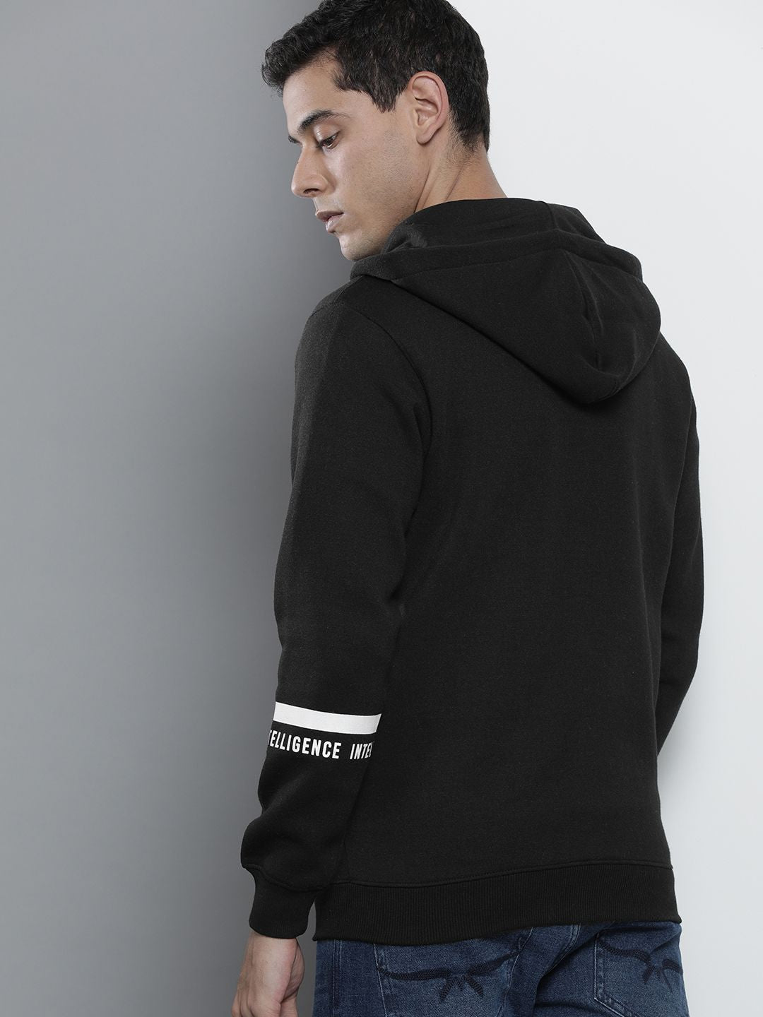 The Indian Garage Co Men Black Hooded Sweatshirt
