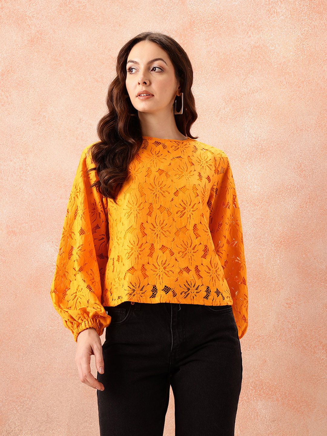 all about you Self Design Puff Sleeve Top