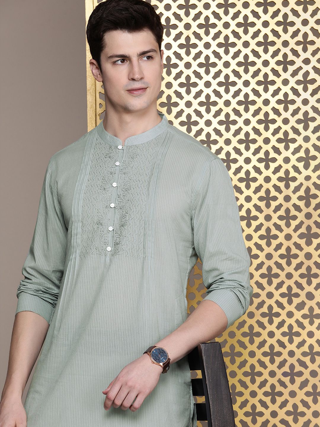 House of Pataudi Pure Cotton Chikankari Embroidered Jashn Kurta