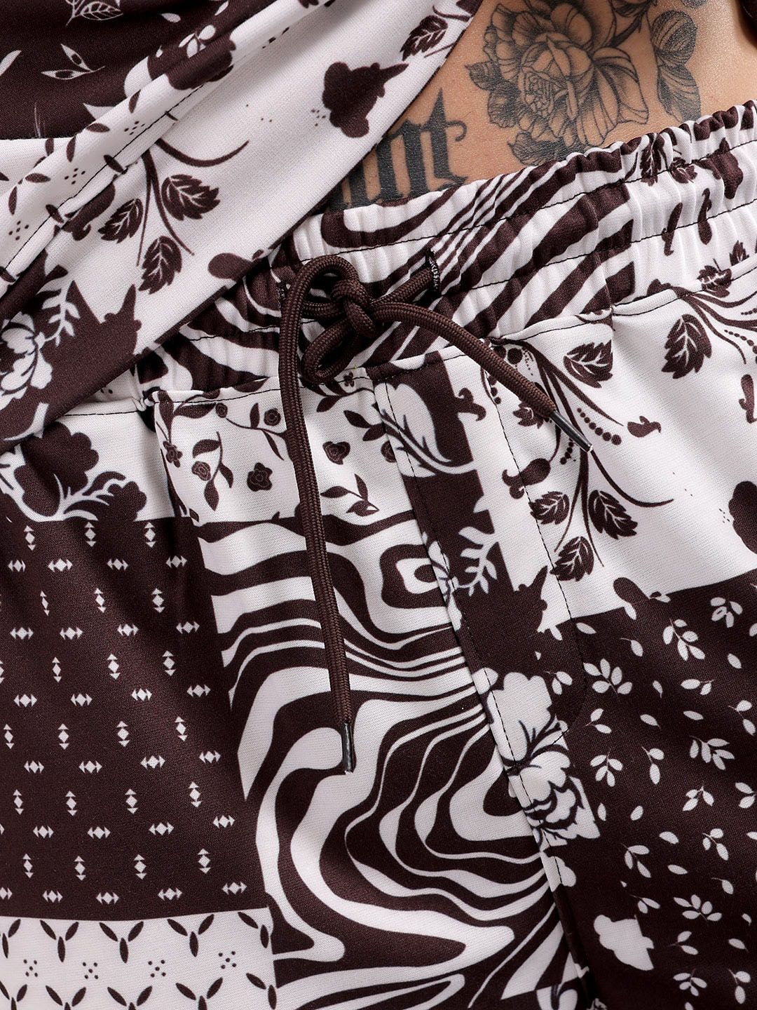 The Indian Garage Co Brown Printed Sweatshirt With Shorts