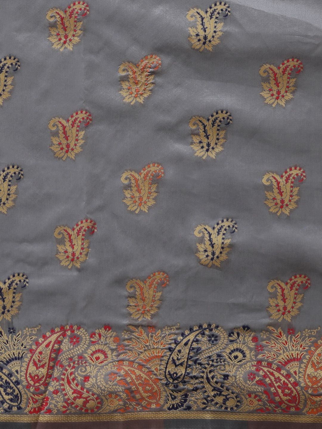 Saree mall Grey & Golden Woven Design Banarasi Saree