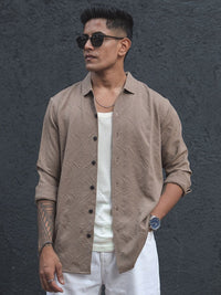 Powerlook India Slim Floral Self Design Spread Collar Casual Shirt