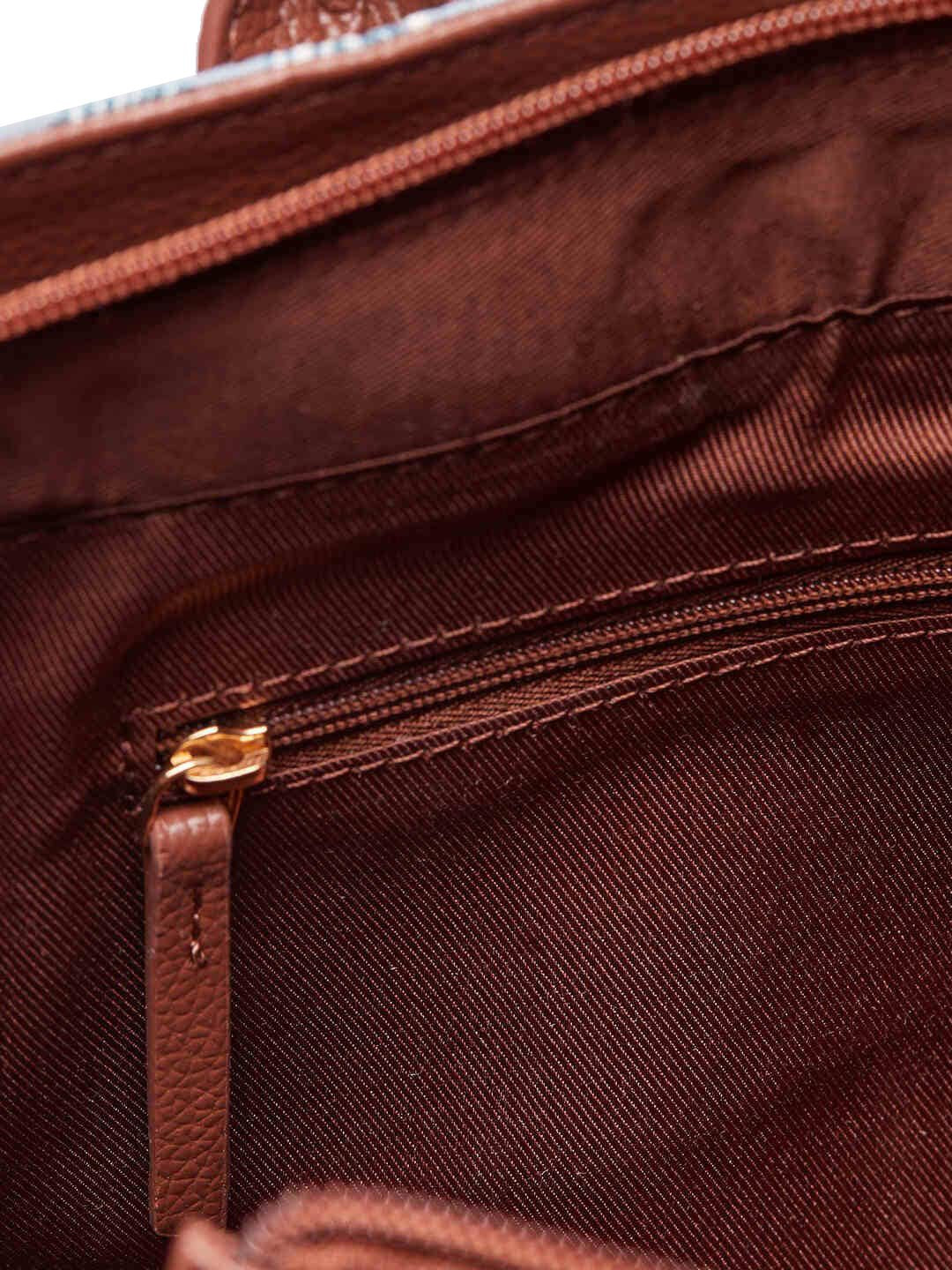 TEAL BY CHUMBAK Two Handles Floral Printed Structured Handheld Bag