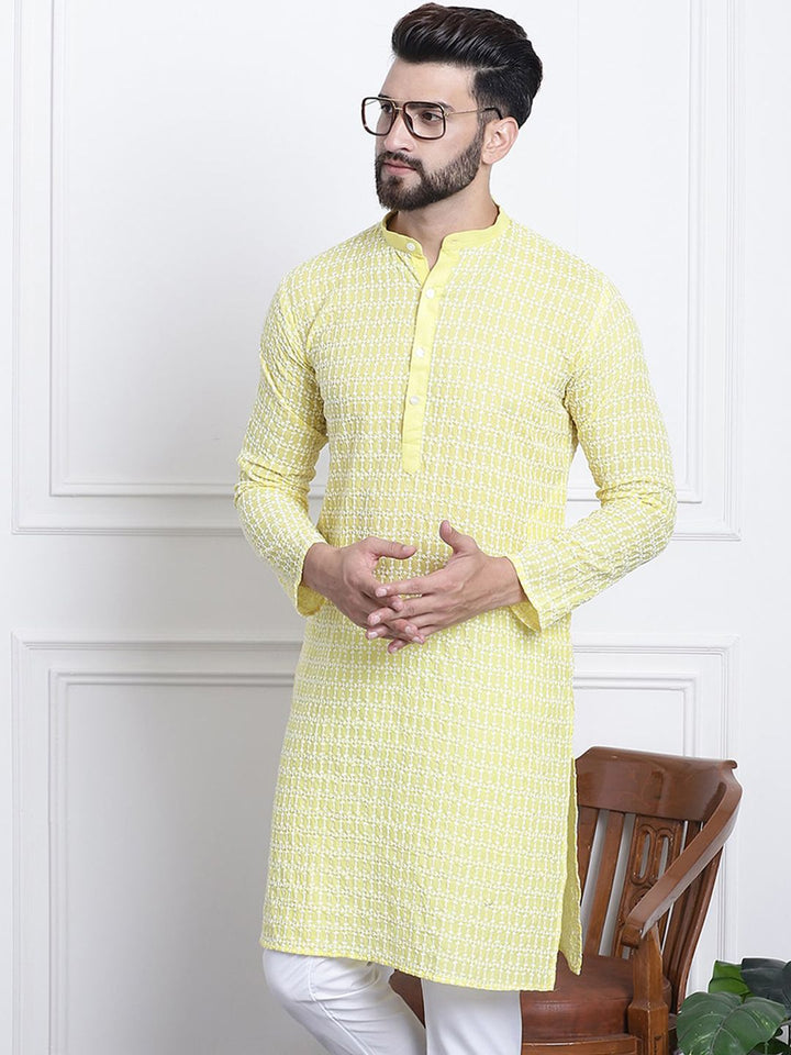 SOJANYA Motif Etnik Sulam Kurta Kapas Tulen
