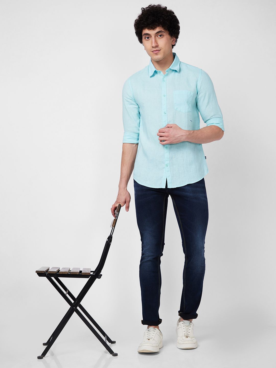 SPYKAR Spread Collar Linen Casual Shirt
