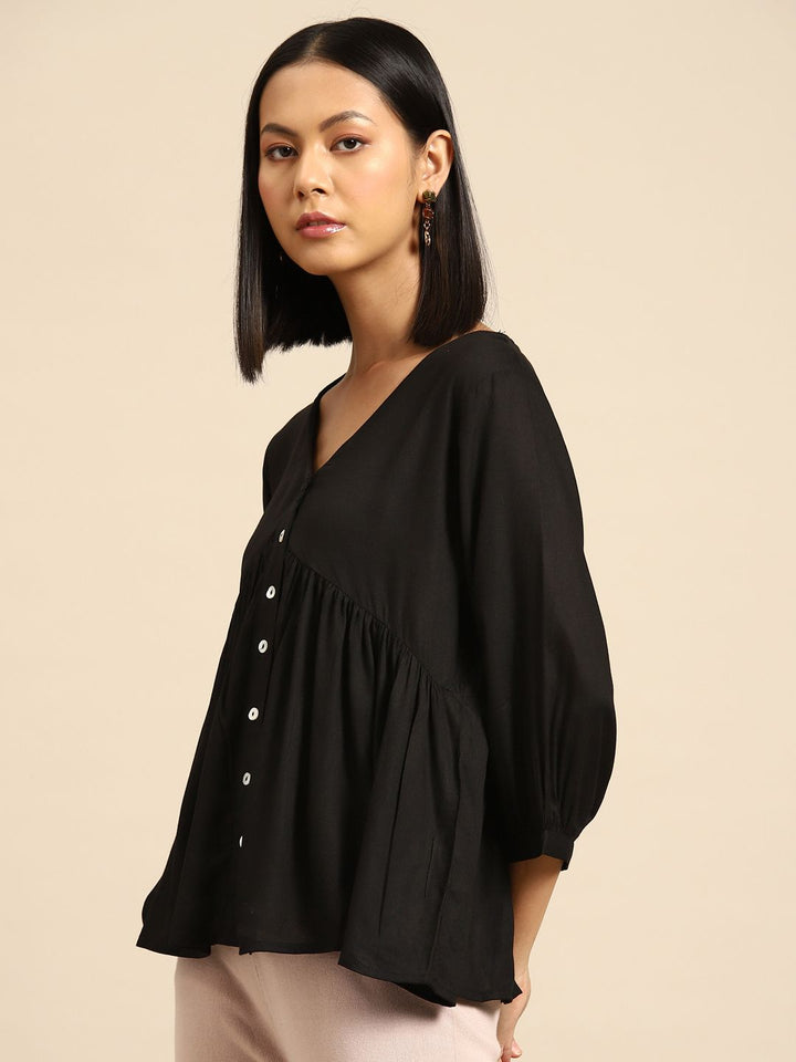 all about you V-Neck Puff Sleeve Empire Top