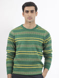 RARE RABBIT Men Fare Crew Neck Chevron Printed Acrylic Sweater