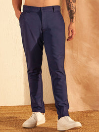 DENNISON Men Mid-Rise Textured Smart Fit Easy Wash 4-Way Lycra Trouser