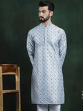 SOJANYA LUXE Geometric Woven Design Thread Work Cotton Silk Straight Kurta