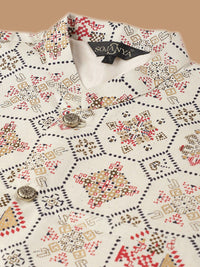 SOJANYA Men Ethnic Motifs Printed Regular Kurta With Pyjamas & Nehru Jacket