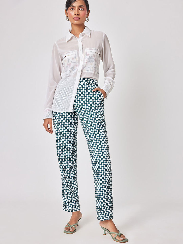 The Label Life Women Geometric Printed Relaxed Straight Leg Straight Fit Trousers