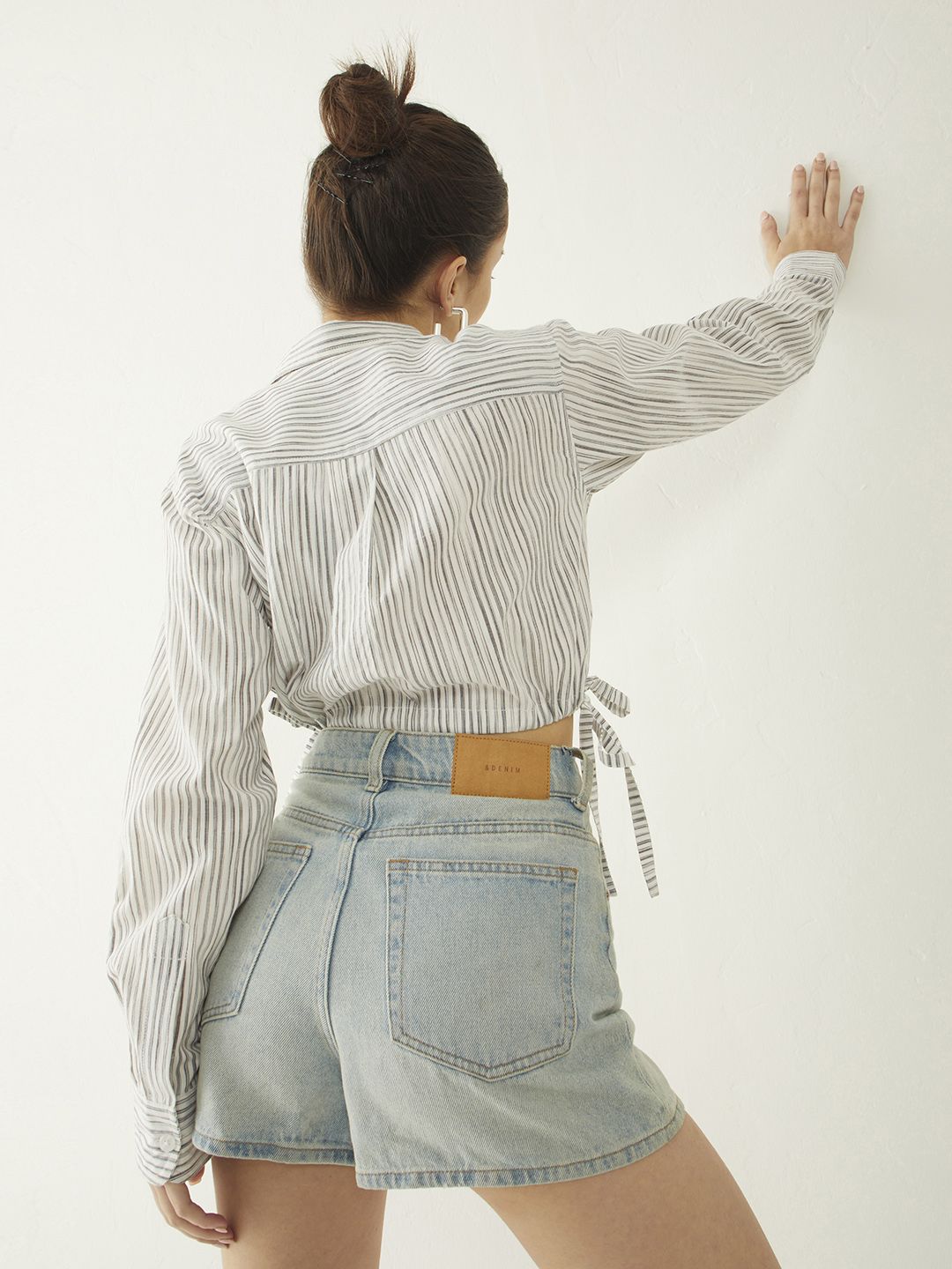 DressBerry Striped Tie-Up Crop Shirt