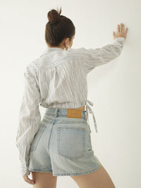 DressBerry Striped Tie-Up Crop Shirt