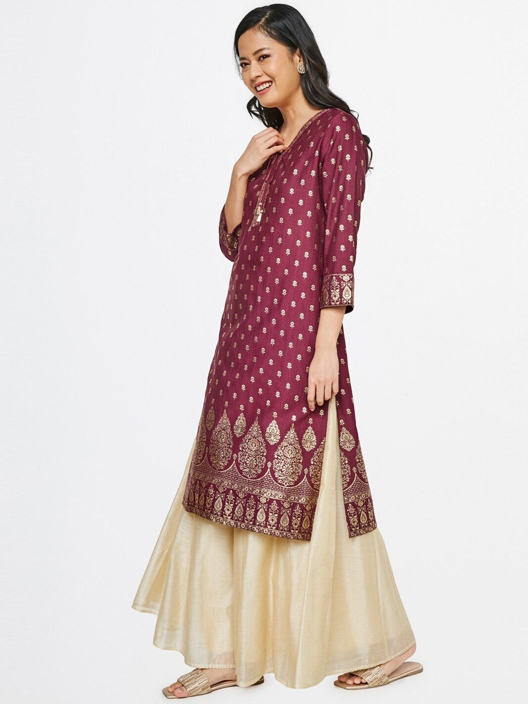 Global Desi Women Purple Ethnic Motifs Printed Kurta