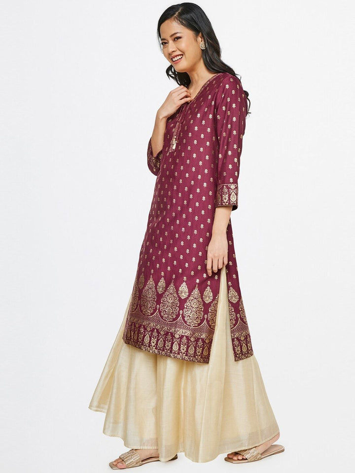 Global Desi Women Purple Ethnic Motifs Printed Kurta