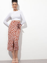 DressBerry Women Modern Canvas Front Slit Wrap Midi Skirt