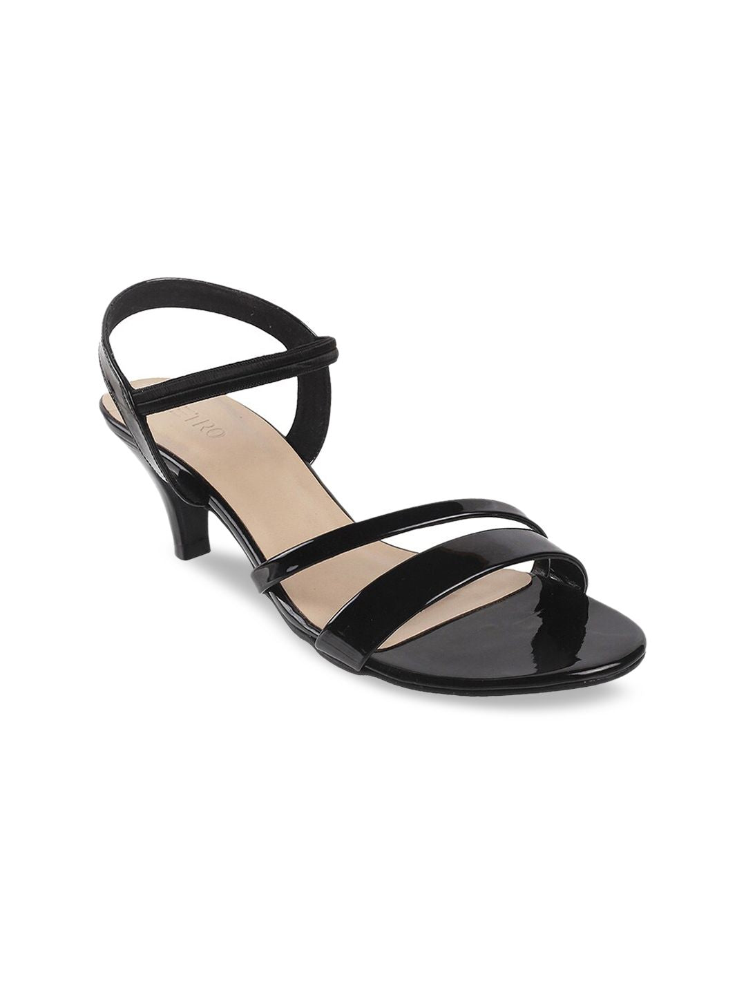 Metro Black Open-Toe Kitten Heels Sandals