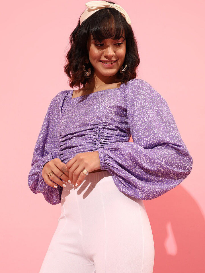 STREET 9 Geometric Printed Georgette Crop Top