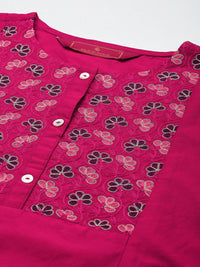 House of Pataudi Jashn Floral Embroidered Thread Work Kurti with Trousers