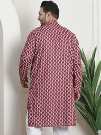 SOJANYA PLUS Saiz PLus Motif Etnik Bercetak Kolar Jalur Lengan Panjang Kurta Lurus