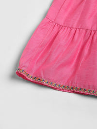 Nauti Nati Girls Leheriya Printed Shoulder Straps Gotta Patti Kurti with Sharara & Dupatta