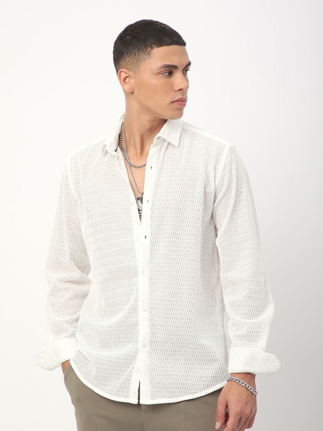 VASTRADO Men Classic Slim Fit Opaque Casual Shirt