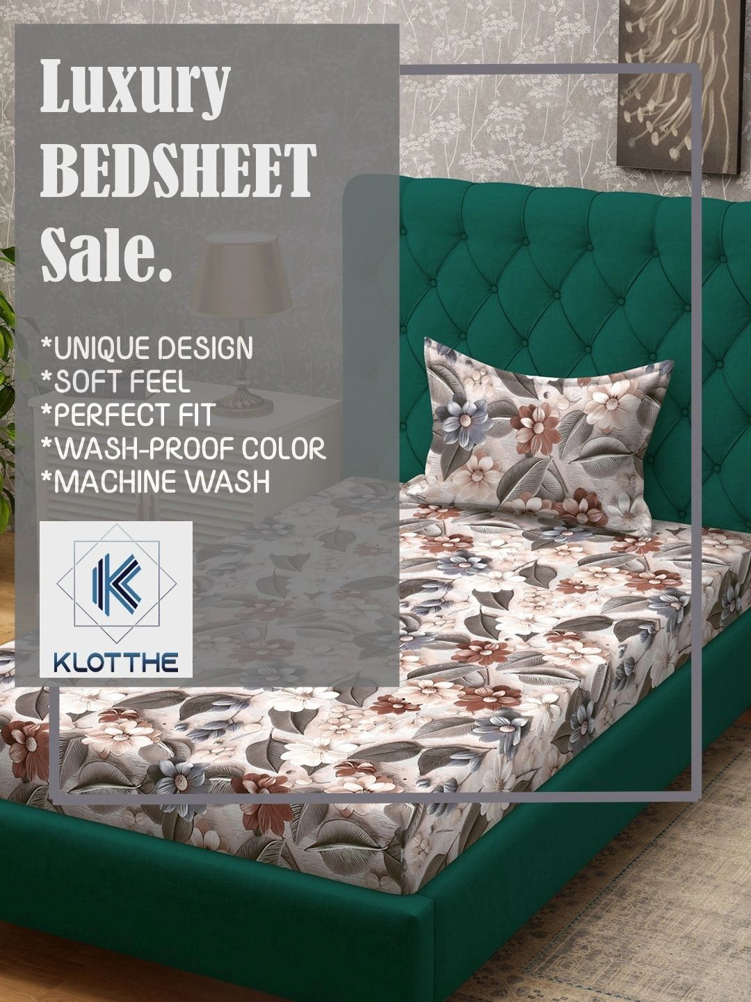 Moda Rapido X KLOTTHE Beige & Brown Floral 300 TC Single Bedsheet with 1 Pillow Covers