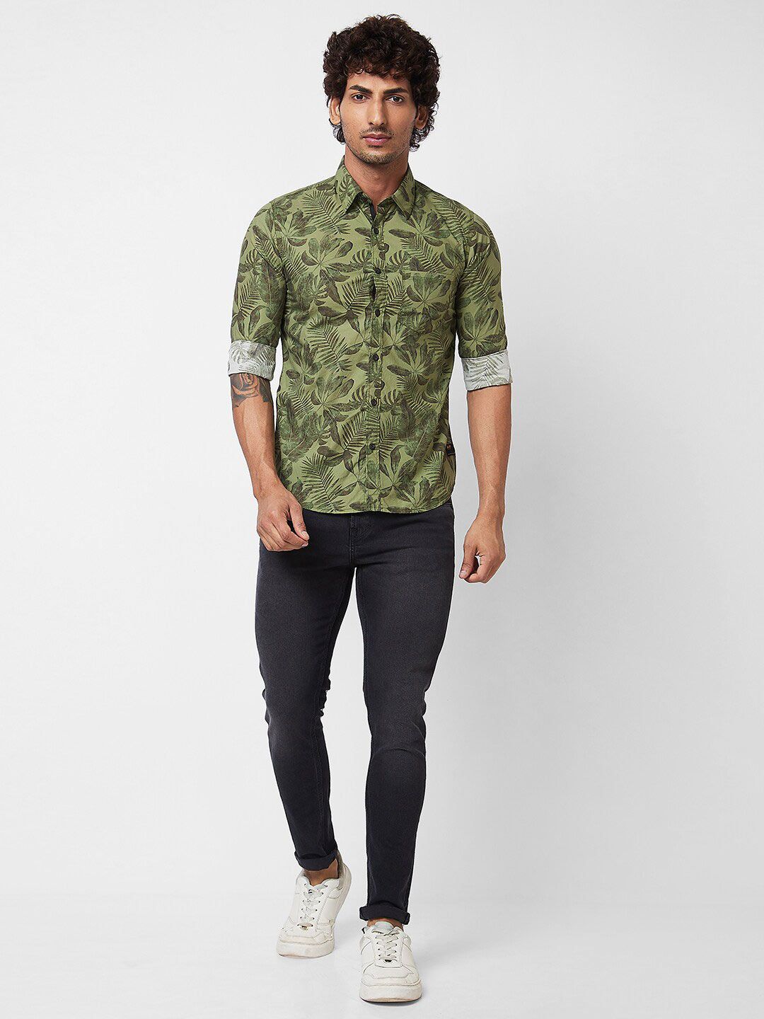 SPYKAR Tropical Printed Cotton Casual Shirt