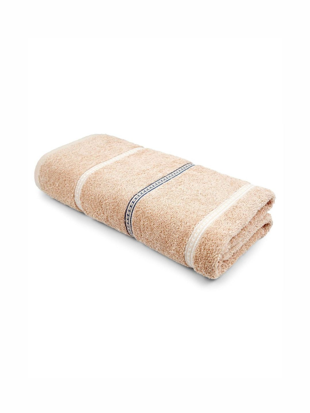 MYTRIDENT Brown & White Striped Cotton 450 GSM Bath Towel