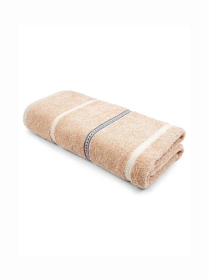 MYTRIDENT Brown & White Striped Cotton 450 GSM Bath Towel