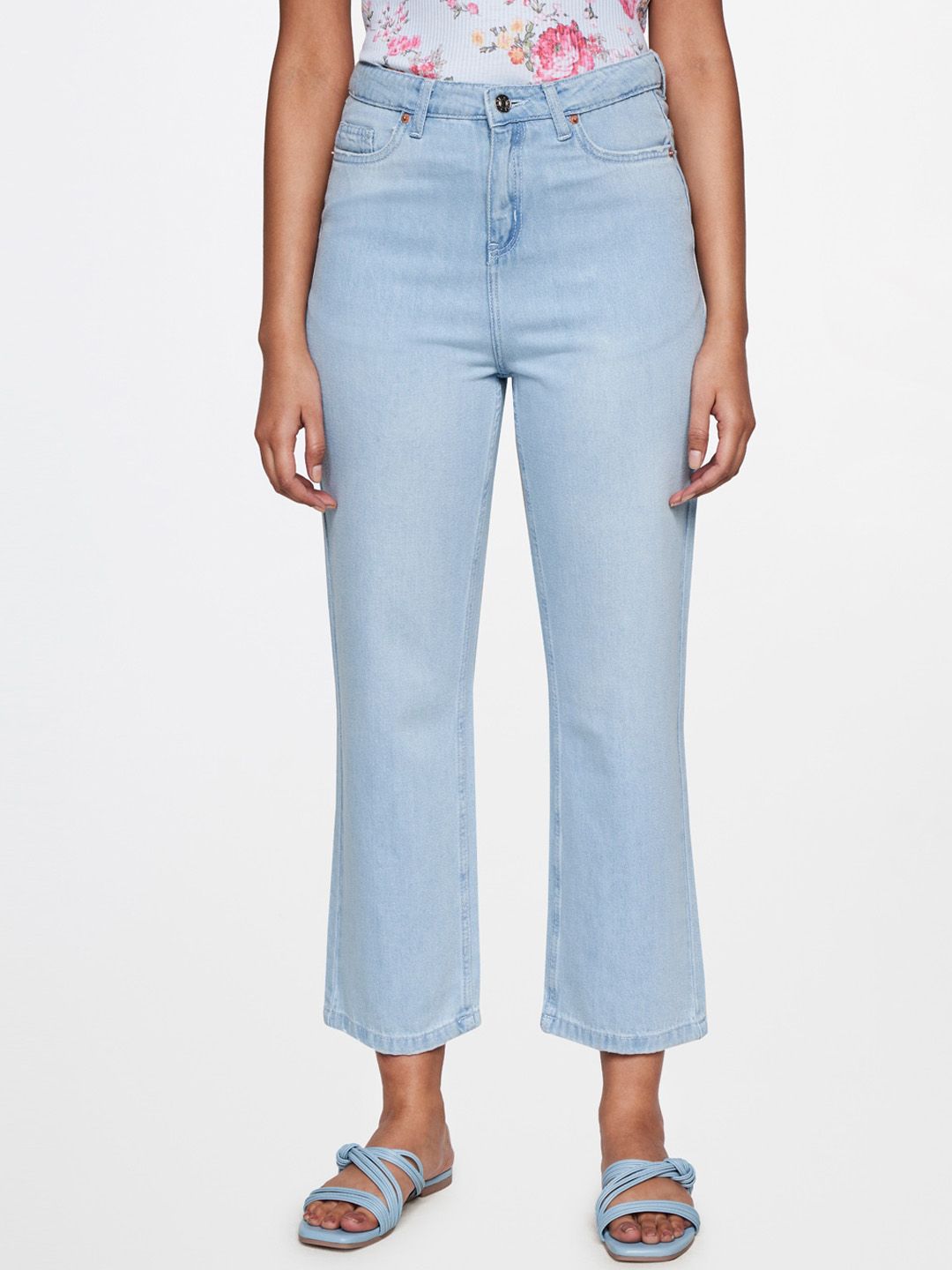 AND Women High-Rise Relaxed Fit Pure Cotton Jeans