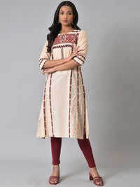 W Ethnic Motif Printed Tie Up Neck A-Line Kurta
