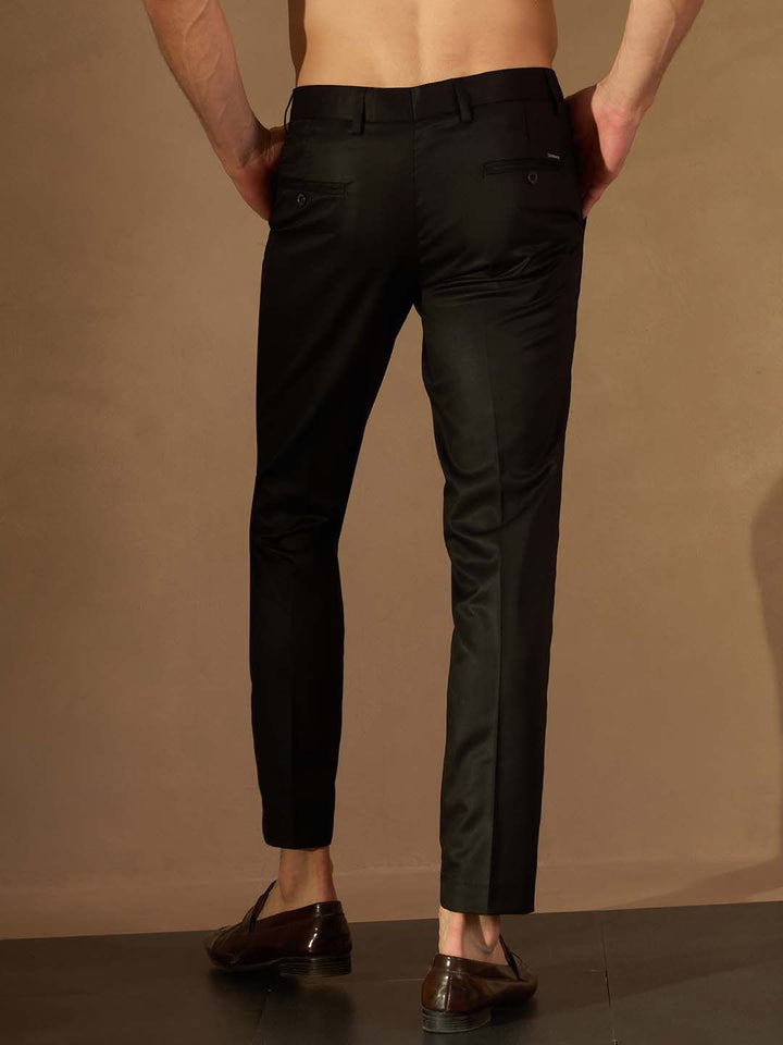 DENNISON Men Black Smart Tapered Fit Formal Trousers