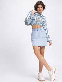 DressBerry Vintage Vibes Floral Tie-Up Neck Crop Top