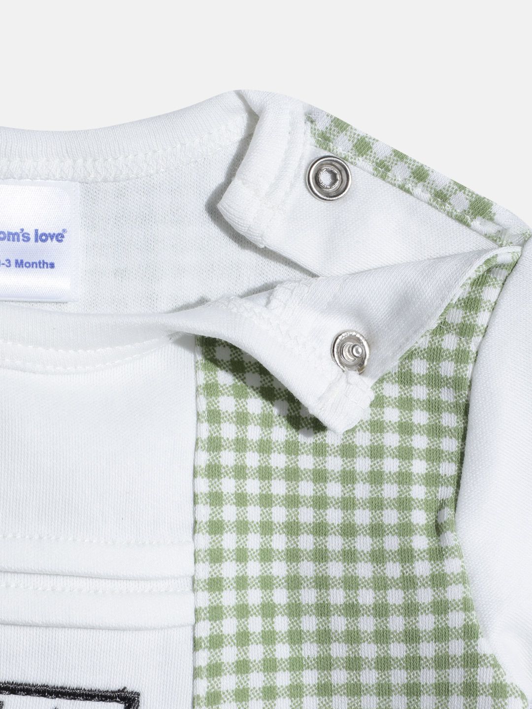 Moms Love Infant Boys Checked Pure Cotton Romper