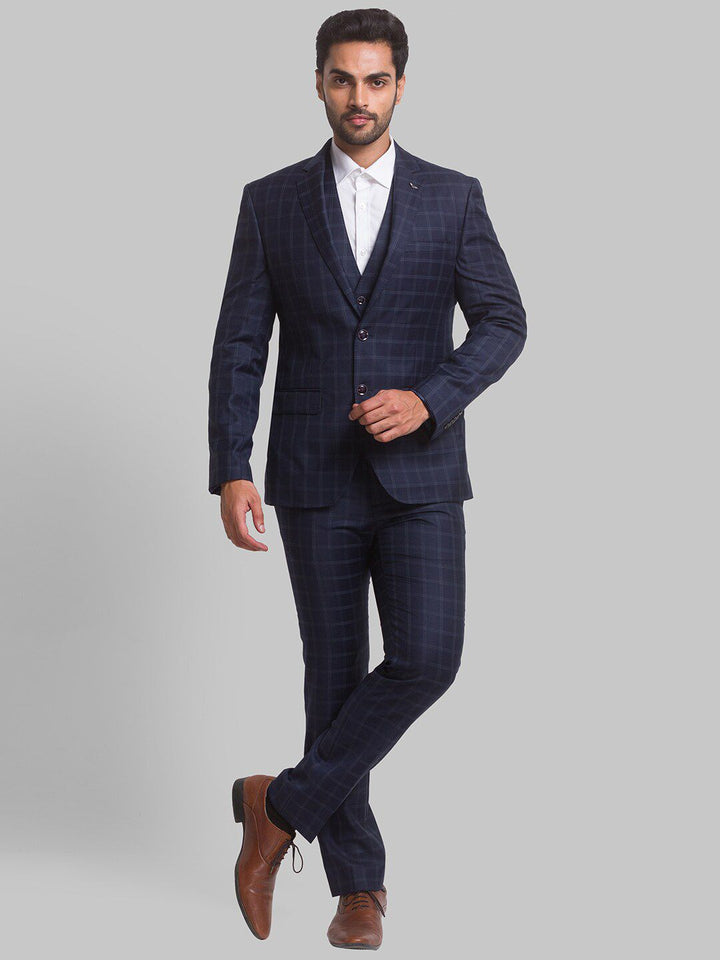 Park Avenue Men Checked Single-Breasted Super Slim-Fit 3-Piece Suit