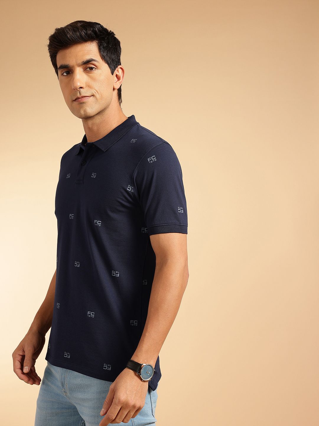 French Connection Brand Logo Printed Polo Collar T-shirt