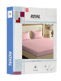 KLOTTHE Kapas Merah Muda 300 TC Cadar King dengan 2 Sarung Bantal-98 x 89 inci