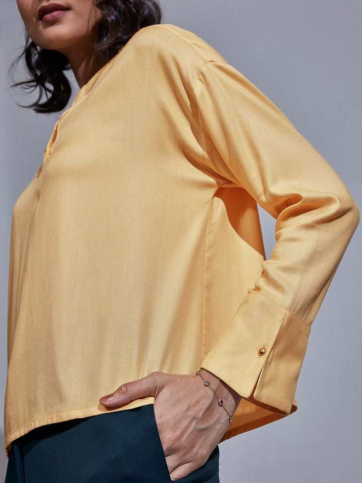 The Label Life Notched Neck Long Sleeves Top
