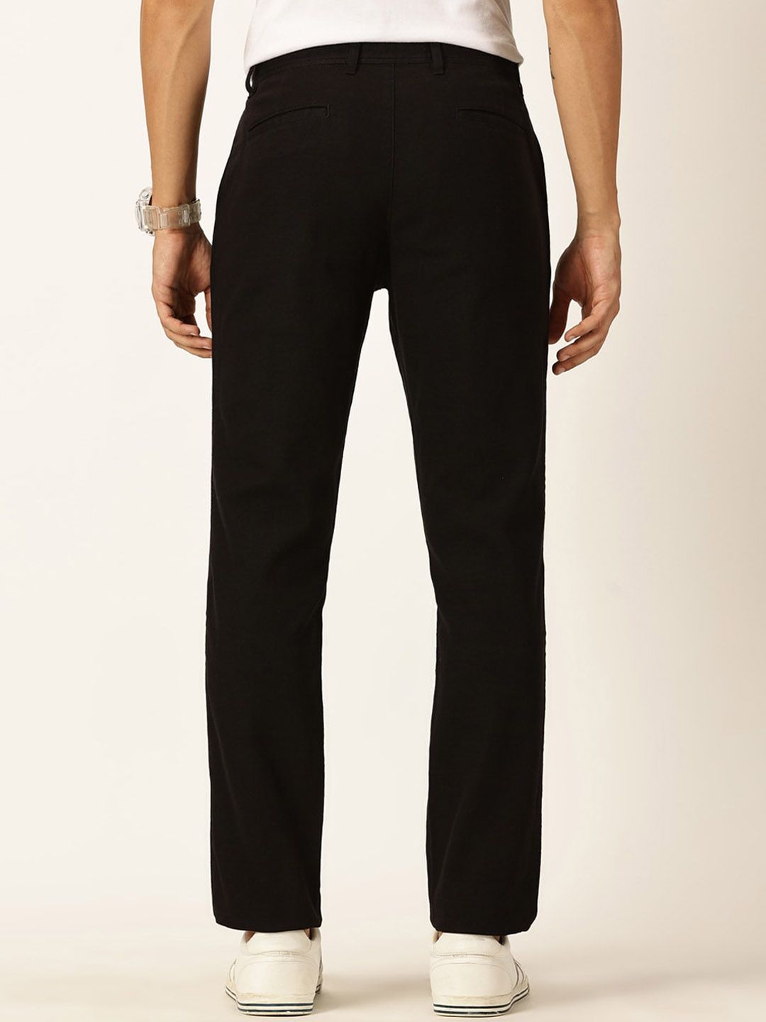 Thomas Scott Men Textured Mid-Rise Smart Chinos Trousers