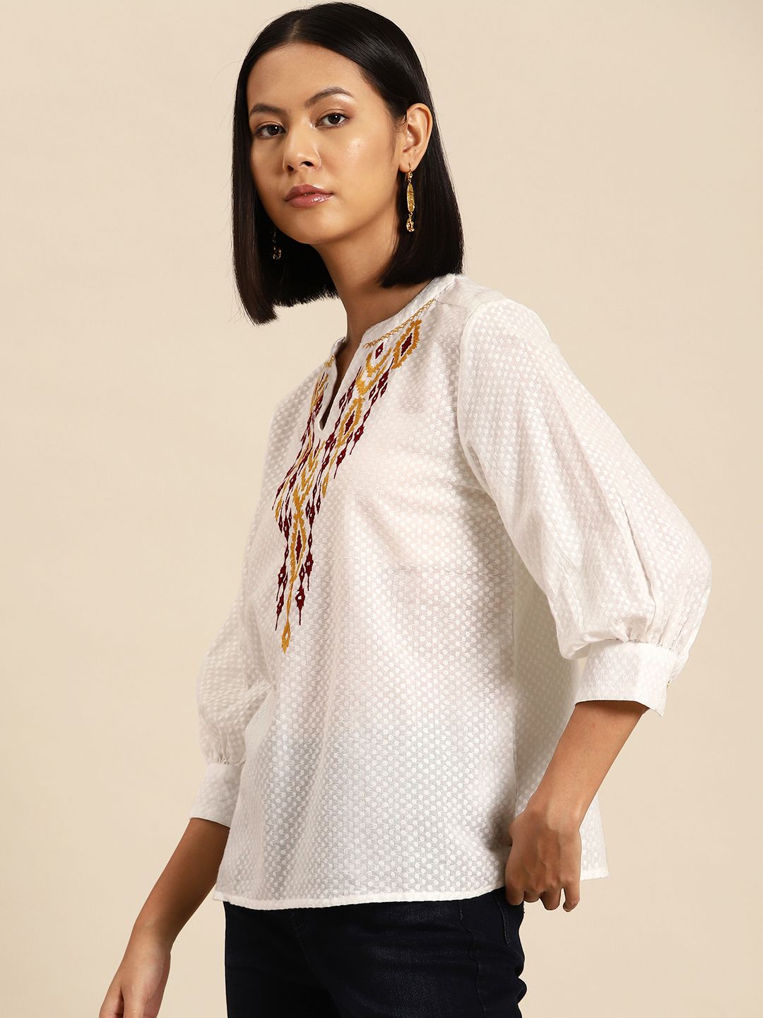 all about you Embroidered Pure Cotton Top