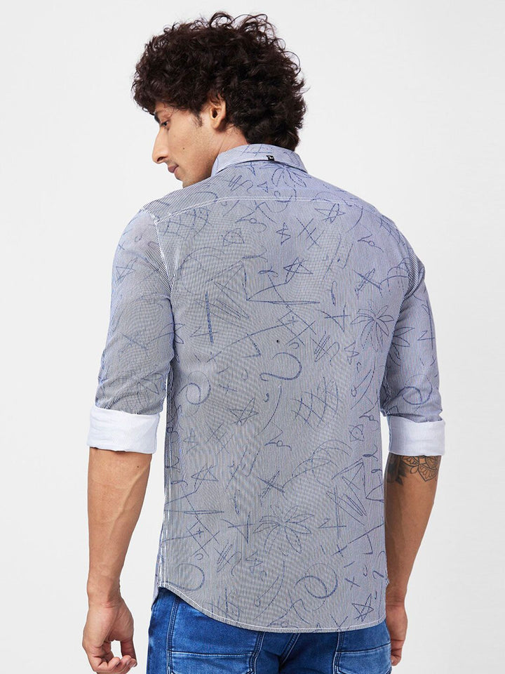 SPYKAR Slim Fit Floral Abstract Printed Cotton Casual Shirt